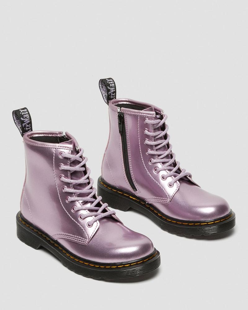 Kids' Dr Martens Junior 1460 Metallic Lace Up Boots Pink | AU 681ILH